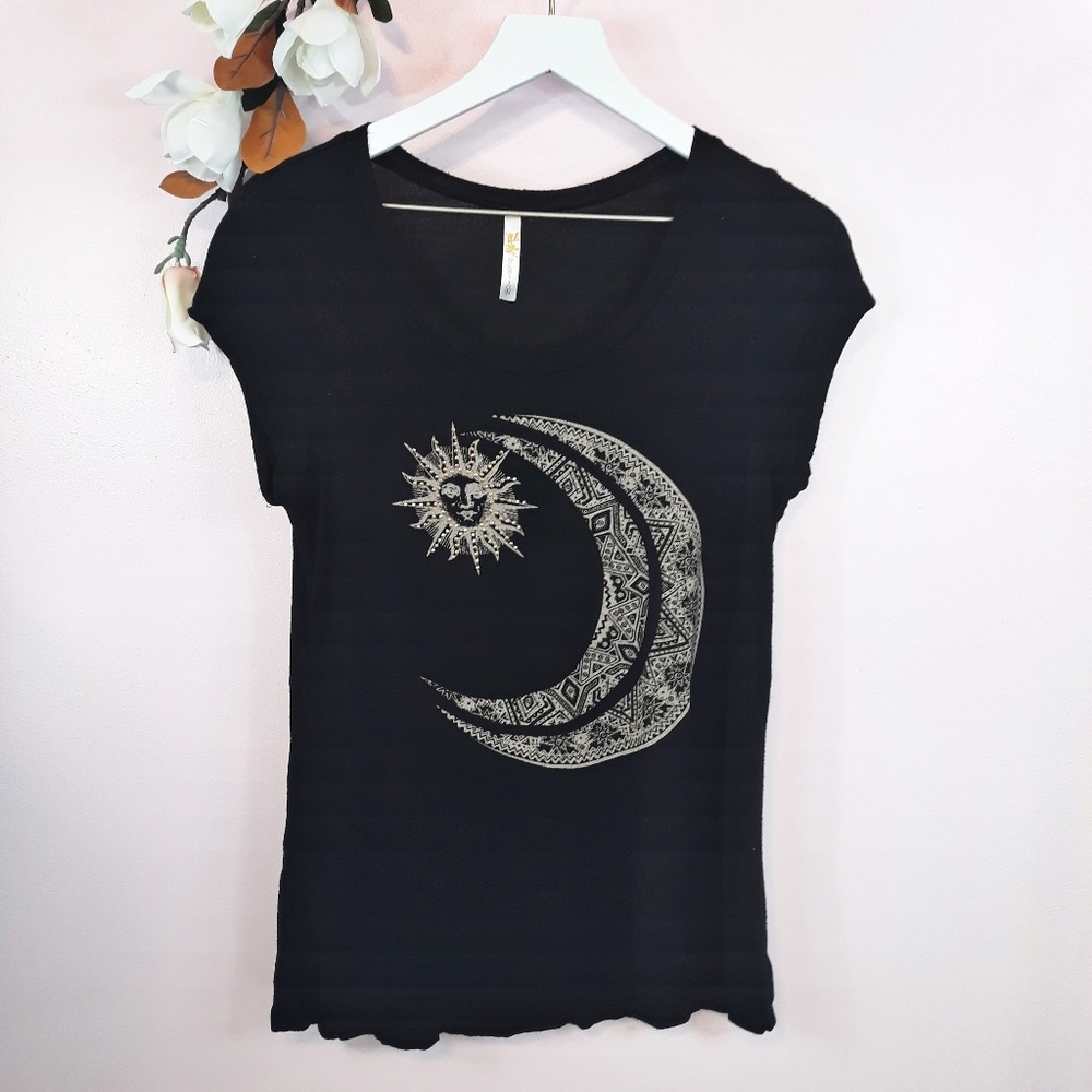 Ocasion Black Sun Moon Astrology Graphic Tee Sz L